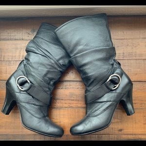 Kelly and Katie Buckle Black Leather Boot Size 7